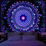 Blacklight Mandala Tapestry Bohemian Hippie Room Decor Aesthetic UV Reactive Yoga Meditation Wall Hanging Tapestrie for Bedroom - Image 2