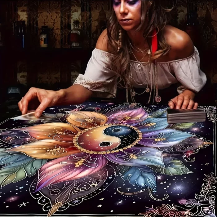 VIKAMA Yin-Yang Mandala Tarot Tablecloth Starry Sky Design Witchcraft Pagan Divination Tarot Altar Cloth Decorative Cover - Image 3