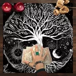 Tarot Square Tablecloth Sea Velvet Fabric Terrace Dining Table Cover Multi-purpose Towel Mandala Life Tree Butterfly - Image 4