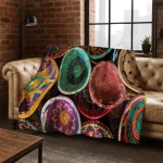 Colorful Baskets Mandala Bohemia Flannel Blanket Soft Warm Blanket for Bedroom Room Living Room Office Travel Camping Picnic - Image 7