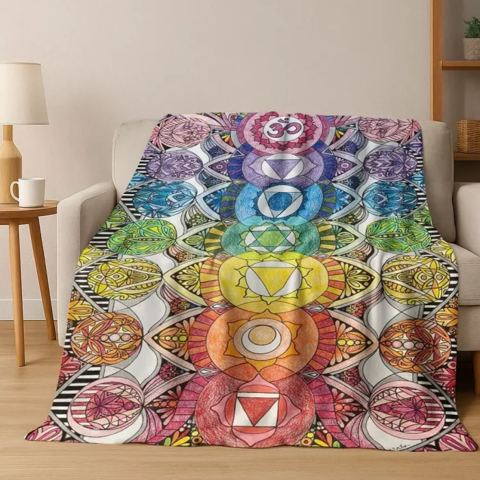 Bohemia Yoga chakra Mandala Spirit Meditation Flannel Blanket,Cozy Soft Throw Blanket for Home Bedroom Bed Sofa Cover Gift Kid - Image 2