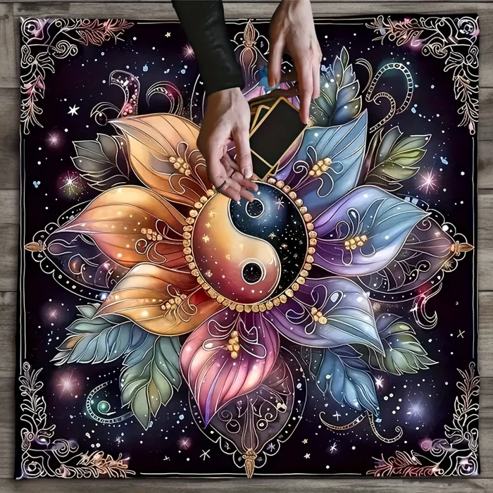 VIKAMA Yin-Yang Mandala Tarot Tablecloth Starry Sky Design Witchcraft Pagan Divination Tarot Altar Cloth Decorative Cover - Image 4