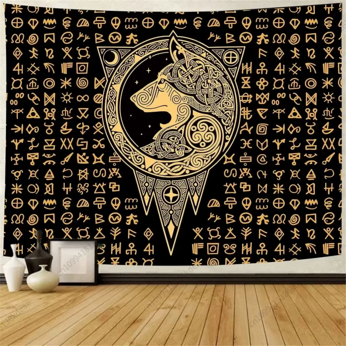 Aesthetic Tapestry Ancient Viking Meditation Runes Flags Tapestries Greek Mythology Wall Hanging Decor Bedroom Background Cloth - Image 6