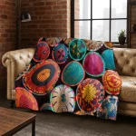 Colorful Baskets Mandala Bohemia Flannel Blanket Soft Warm Blanket for Bedroom Room Living Room Office Travel Camping Picnic - Image 4