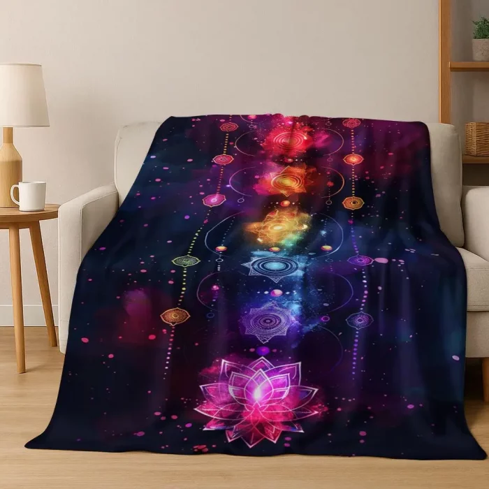 Bohemia Yoga chakra Mandala Spirit Meditation Flannel Blanket,Cozy Soft Throw Blanket for Home Bedroom Bed Sofa Cover Gift Kid - Image 5