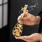 Creative Metal Pipa Incense Burner Chinese Loong Carving Hollow Out Incense Holder Home Fragrance Decorative Ornaments - Image 2