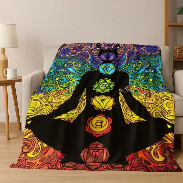 Bohemia Yoga chakra Mandala Spirit Meditation Flannel Blanket,Cozy Soft Throw Blanket for Home Bedroom Bed Sofa Cover Gift Kid - Image 6