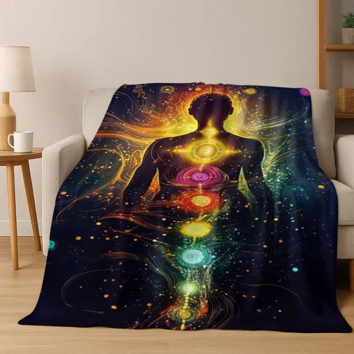 Bohemia Yoga chakra Mandala Spirit Meditation Flannel Blanket,Cozy Soft Throw Blanket for Home Bedroom Bed Sofa Cover Gift Kid - Image 4