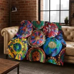 Colorful Baskets Mandala Bohemia Flannel Blanket Soft Warm Blanket for Bedroom Room Living Room Office Travel Camping Picnic - Image 2