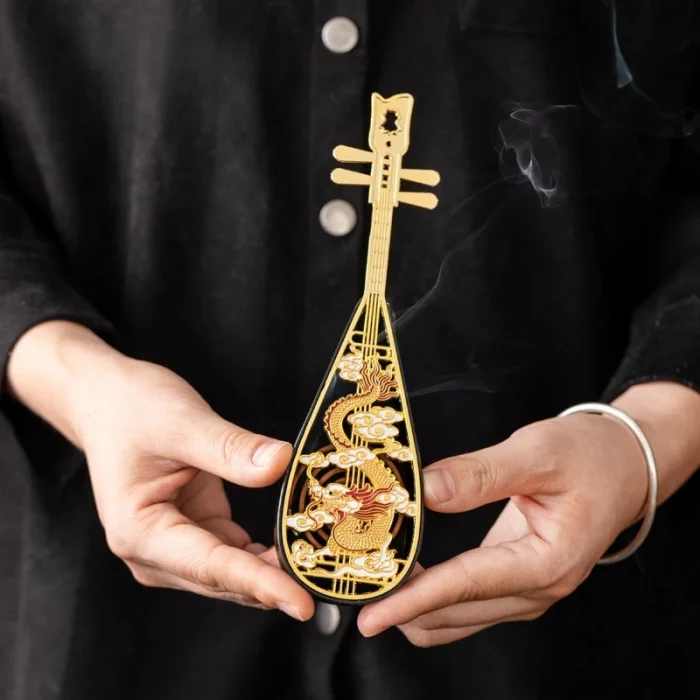 Creative Metal Pipa Incense Burner Chinese Loong Carving Hollow Out Incense Holder Home Fragrance Decorative Ornaments - Image 3