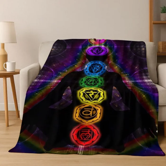 Bohemia Yoga chakra Mandala Spirit Meditation Flannel Blanket,Cozy Soft Throw Blanket for Home Bedroom Bed Sofa Cover Gift Kid - Image 7