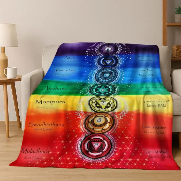 Bohemia Yoga chakra Mandala Spirit Meditation Flannel Blanket,Cozy Soft Throw Blanket for Home Bedroom Bed Sofa Cover Gift Kid - Image 3