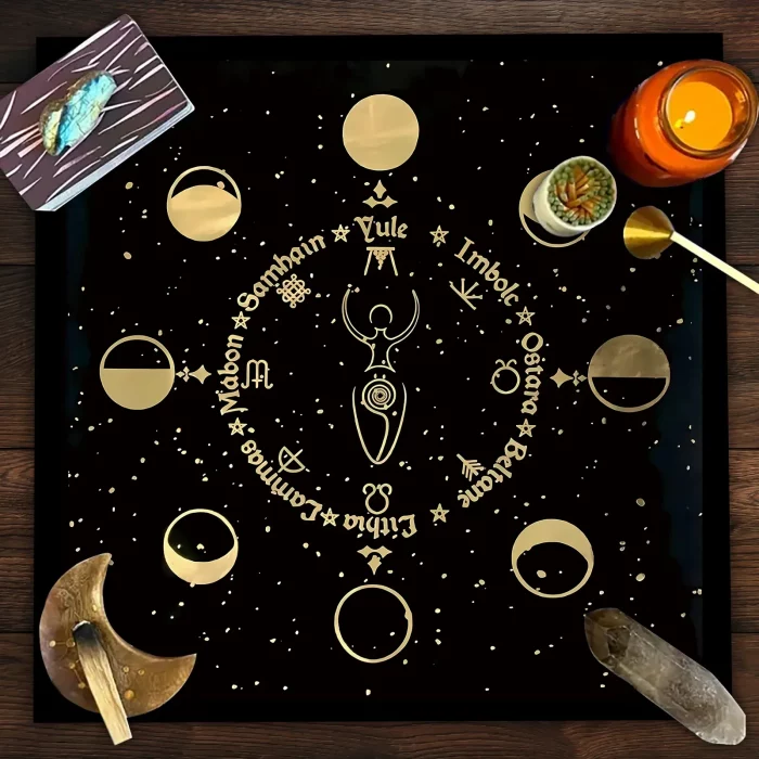 Tarot Square Tablecloth Sea Velvet Fabric Terrace Dining Table Cover Multi-purpose Towel Mandala Life Tree Butterfly - Image 6