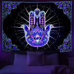Blacklight Mandala Tapestry Bohemian Hippie Room Decor Aesthetic UV Reactive Yoga Meditation Wall Hanging Tapestrie for Bedroom - Image 5