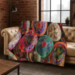 Colorful Baskets Mandala Bohemia Flannel Blanket Soft Warm Blanket for Bedroom Room Living Room Office Travel Camping Picnic - Image 6