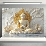 Buddha Prayer Tapestry Contemporary Golden Buddha and Lotus Mandala Serenity Meditation Theme Religious Theme Zen Home Deco - Image 3
