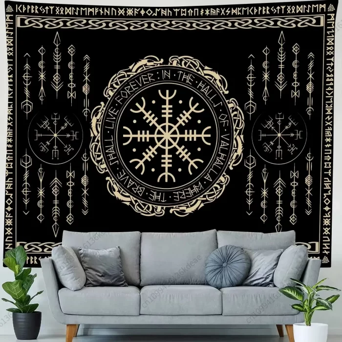 Aesthetic Tapestry Ancient Viking Meditation Runes Flags Tapestries Greek Mythology Wall Hanging Decor Bedroom Background Cloth - Image 2