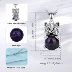 Eudora Cute Cat Amethyst Necklace Energy Natural Healing Stone Crystal Pendant Spiritual Jewelry Meditation Gift for Women Man - Image 3