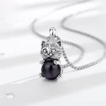 Eudora Cute Cat Amethyst Necklace Energy Natural Healing Stone Crystal Pendant Spiritual Jewelry Meditation Gift for Women Man