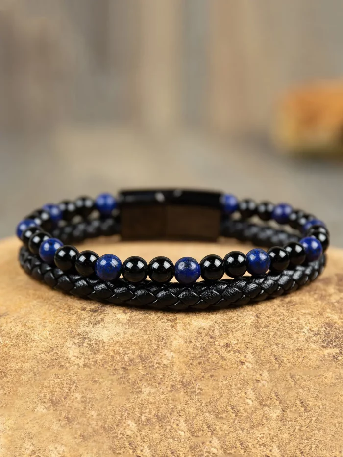 Tiger's Eye Bracelet-Black Obsidian Strength Calming Healing Stone Men's Bracelet-Spiritual Protection Balance Meditation Bracel - Image 1