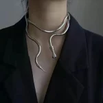 New Punk Hip Hop Metal Adjustable Gold Color Snake Necklace Multi-Function Necklace For Women Party Jewelry Gift - Image 2