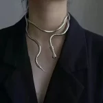 New Punk Hip Hop Metal Adjustable Gold Color Snake Necklace Multi-Function Necklace For Women Party Jewelry Gift