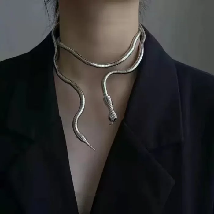 New Punk Hip Hop Metal Adjustable Gold Color Snake Necklace Multi-Function Necklace For Women Party Jewelry Gift - Image 2