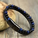 Tiger's Eye Bracelet-Black Obsidian Strength Calming Healing Stone Men's Bracelet-Spiritual Protection Balance Meditation Bracel - Image 2