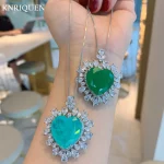 Charms 20*20mm Hear-Shaped Paraiba Tourmaline Emerald Lab Diamond Gemstone Pendant Necklace for Women Wedding Party Fine Jewelry - Image 2