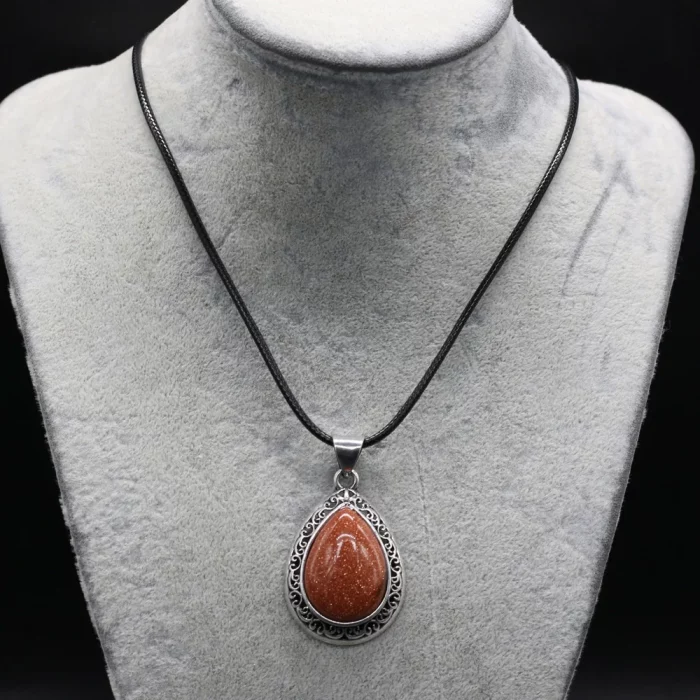 Natural Malachites Lapis Lazulis Pendant Necklace Water Drop Shape Agates Pendant Necklace for Jewelry Necklace Length 55+5cm - Image 2
