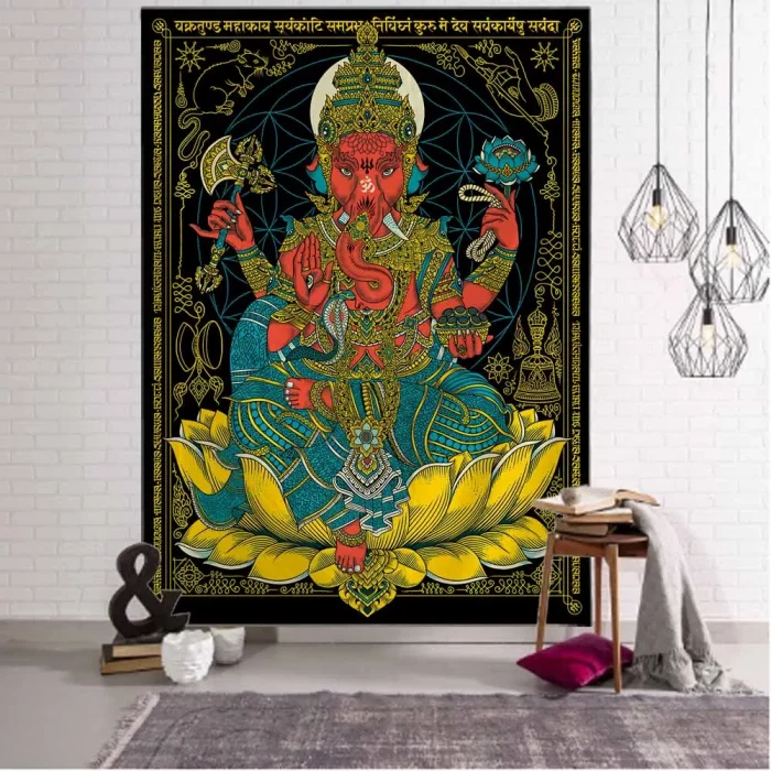 Indian Buddha Mandala Tapestry Meditation Art Printed Wall Tapestry Hippie Psychedelic Bohemian Wall Art Deco Yoga Mat - Image 2