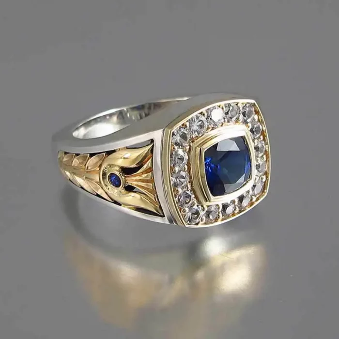Luxury 925 Ring for Men Natural 2 Carat Sapphire with Diamond Jewelry Anillos De Bizuteria Anillos Gemstone Rings Box - Image 3