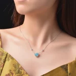 100% 925 Real Silver 10*12mm Heart-Shaped Aquamarine High Carbon Diamond Pendant Necklace for Women Wedding Party Fine Jewelry - Image 7