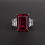 Wong Rain Vintage 925 Sterling Silver Emerald Cut Lab Sapphire Gemstone Wedding Engagement Ring Fine Jewelry Wholesale - Image 6