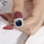 6 style Real 100% 925 Sterling Silver Rings finger Jewelry Eternal natural Blue Sapphire Wedding Engagement Ring for Women - Image 6