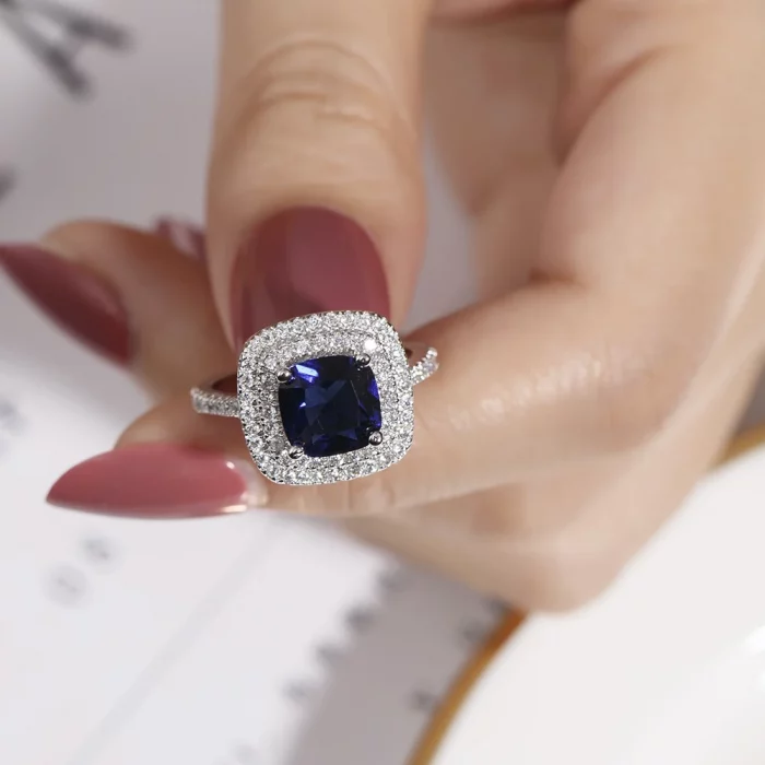 6 style Real 100% 925 Sterling Silver Rings finger Jewelry Eternal natural Blue Sapphire Wedding Engagement Ring for Women - Image 6