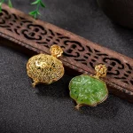 Original new silver inlaid natural Hetian jade hollow carved filigree sachet pendant ancient gold craft necklace ladies jewelry - Image 5