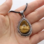 Natural Malachites Lapis Lazulis Pendant Necklace Water Drop Shape Agates Pendant Necklace for Jewelry Necklace Length 55+5cm - Image 7