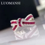 Luomansi Natural Ruby Bow Gemstone Ring S925 Sterling Silver Romantic Woman Anniversary Party High Jewelry - Image 2