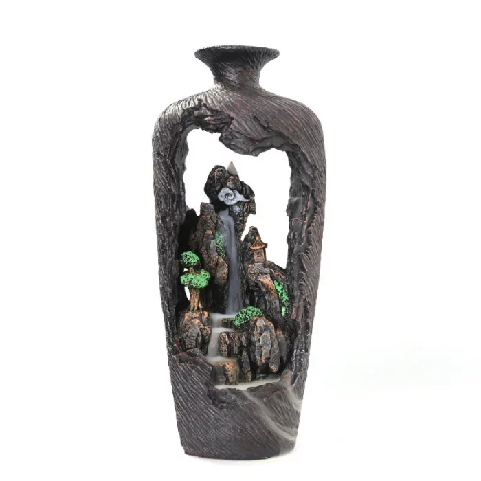 Home Decor Vase Design Ornament Resin Handiwork Lucky Fengshui Waterfall Backflow Incense Burner Censer - Image 4