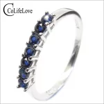 100% Natural Dark Blue Sapphire Ring for Woman 7 PCS 2.5 Mm SI Grade Sapphire Ring Solid 925 Silver Sapphire Ring Romantic Gift - Image 2