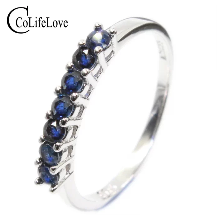 100% Natural Dark Blue Sapphire Ring for Woman 7 PCS 2.5 Mm SI Grade Sapphire Ring Solid 925 Silver Sapphire Ring Romantic Gift - Image 2