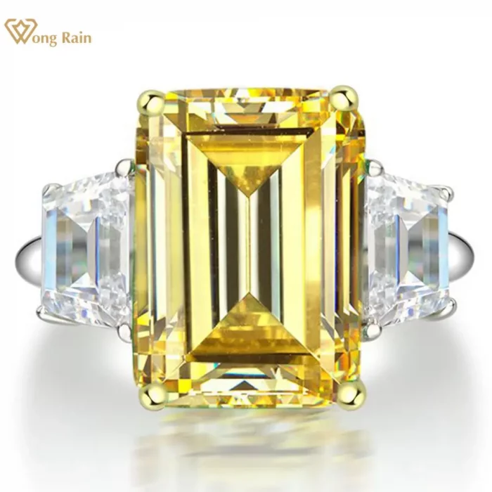 Wong Rain Vintage 925 Sterling Silver Emerald Cut Lab Sapphire Gemstone Wedding Engagement Ring Fine Jewelry Wholesale - Image 2