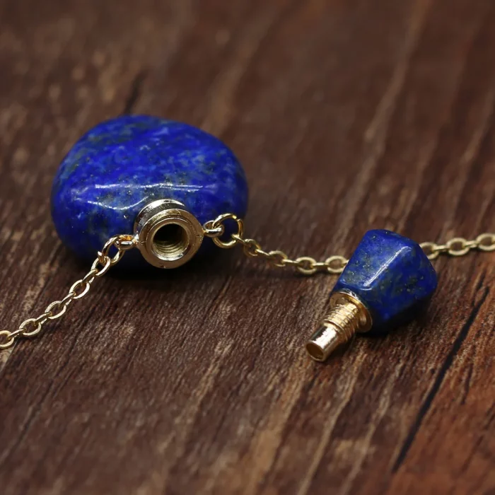 Clear Quartz Heart Bottle Essential Oil Pendant Necklaces for Women Natural Stone Lapis Lazuli Perfume Bottle Necklace Jewelry - Image 3
