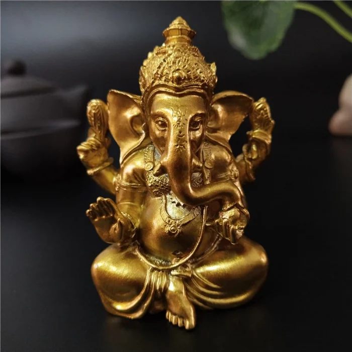 Gold Lord Ganesha Statue Buddha Elephant hindu God Sculpture Figurines Resin Home Garden Decoration Buddha Statues For House - Image 6