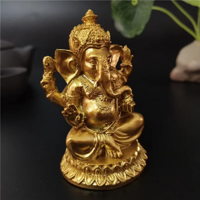 Gold Lord Ganesha Statue Buddha Elephant hindu God Sculpture Figurines Resin Home Garden Decoration Buddha Statues For House - Image 3