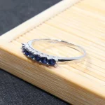 100% Natural Dark Blue Sapphire Ring for Woman 7 PCS 2.5 Mm SI Grade Sapphire Ring Solid 925 Silver Sapphire Ring Romantic Gift