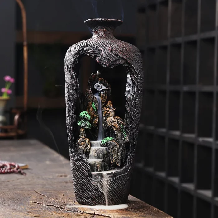 Home Decor Vase Design Ornament Resin Handiwork Lucky Fengshui Waterfall Backflow Incense Burner Censer - Image 3