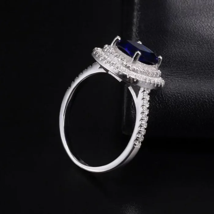 6 style Real 100% 925 Sterling Silver Rings finger Jewelry Eternal natural Blue Sapphire Wedding Engagement Ring for Women - Image 5