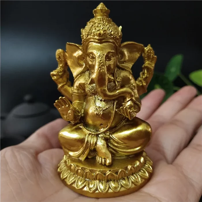 Gold Lord Ganesha Statue Buddha Elephant hindu God Sculpture Figurines Resin Home Garden Decoration Buddha Statues For House - Image 5